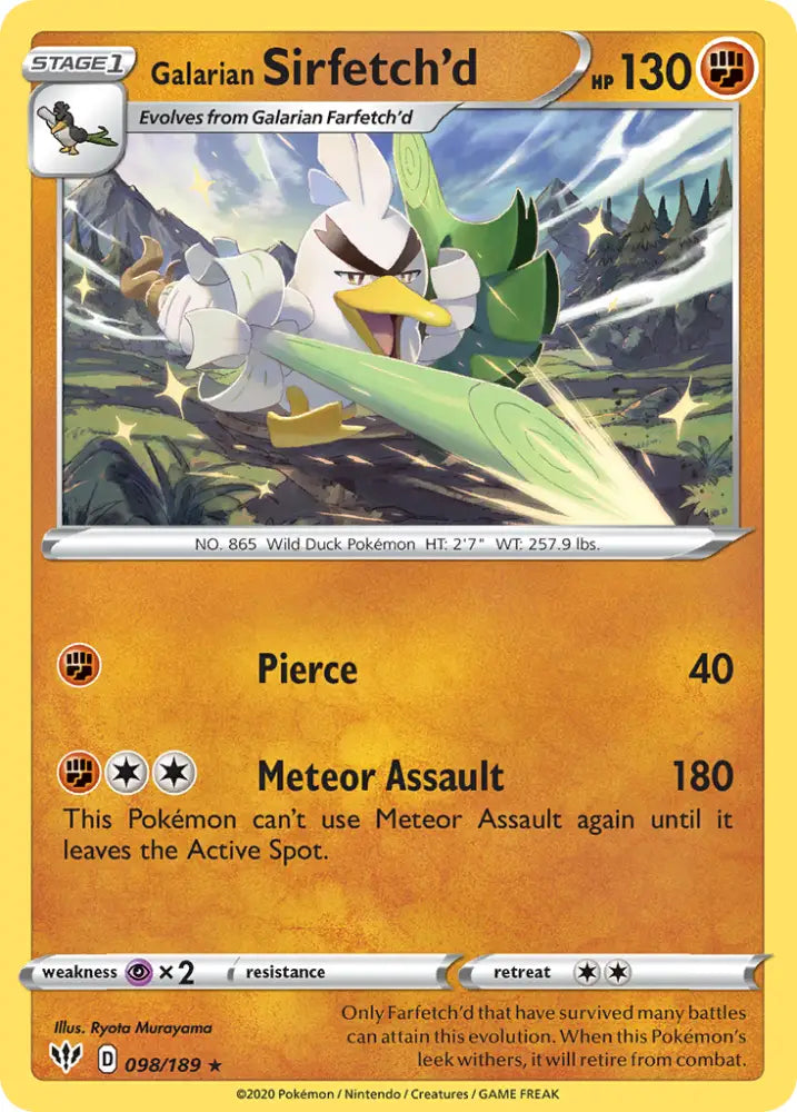 Galarian Sirfetch’d (098/189) [Sword & Shield: Darkness Ablaze] - Pokemon Single