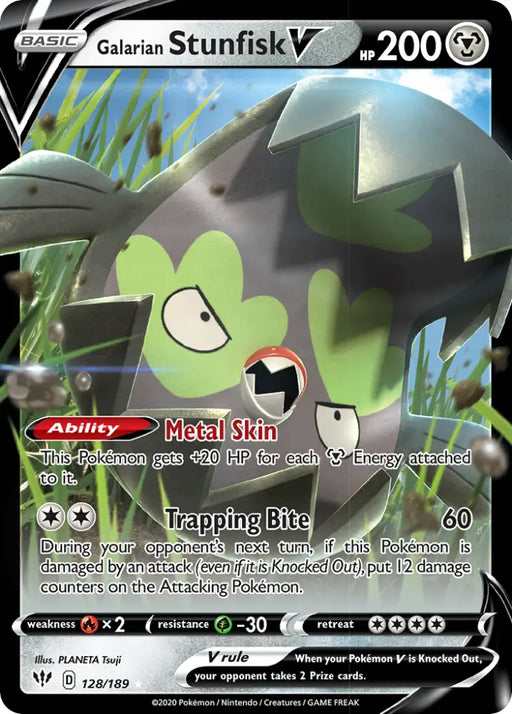 Galarian Stunfisk V (128/189) [Sword & Shield: Darkness Ablaze] - Pokemon Single