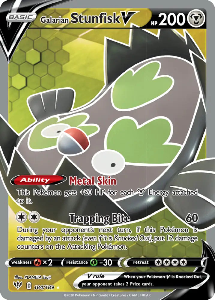 Galarian Stunfisk V (184/189) [Sword & Shield: Darkness Ablaze] - Pokemon Single