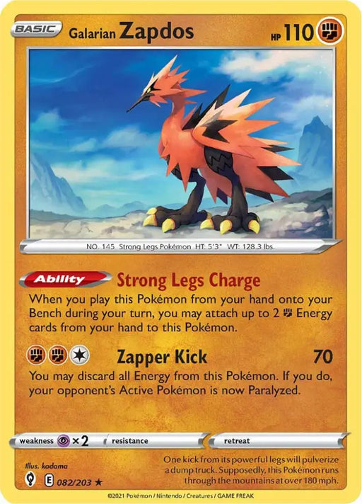 Galarian Zapdos (082/203) [Sword & Shield: Evolving Skies] - Pokemon Single