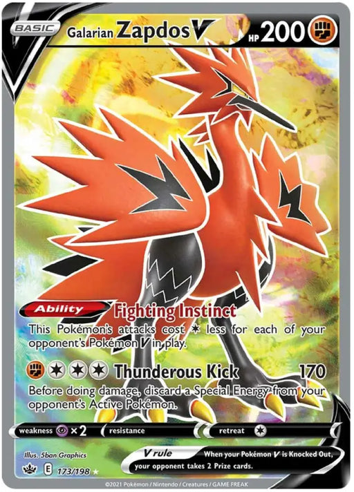 Galarian Zapdos V (173/198) [Sword & Shield: Chilling Reign] - Pokemon Single