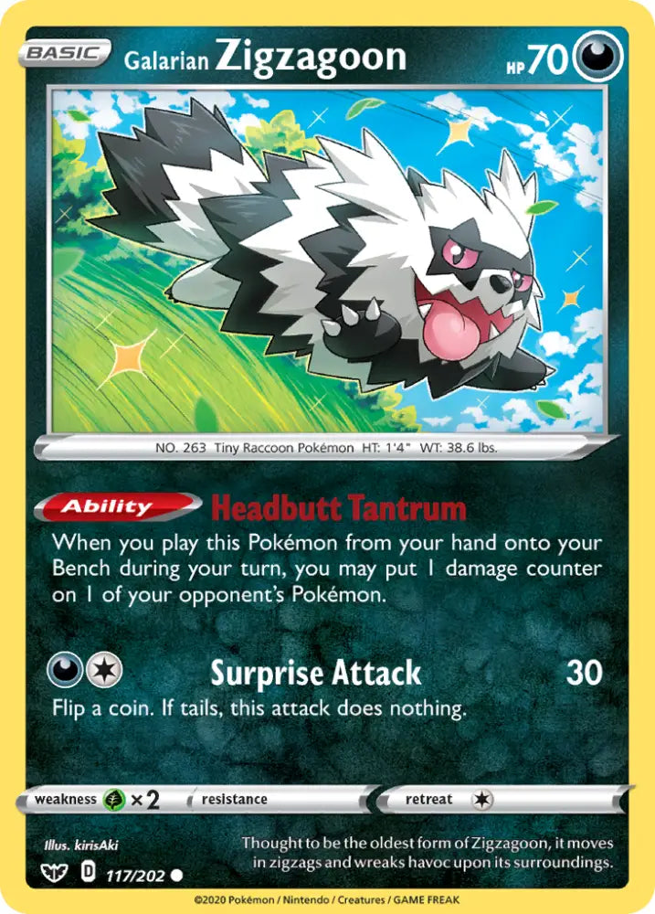 Galarian Zigzagoon (117/202) [Sword & Shield: Base Set] - Pokemon Single