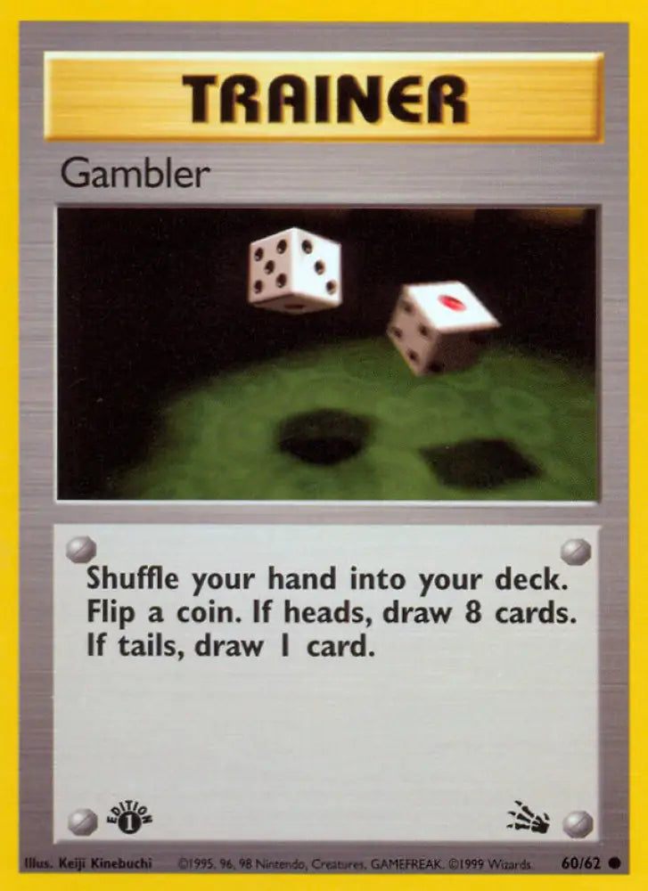 Gambler (60/62) [Fossil 1st Edition] - Pokemon Single