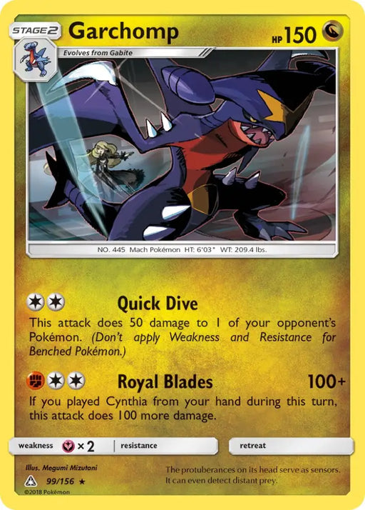 Garchomp (99/156) (Cracked Ice Holo) (Theme Deck Exclusive) [Sun & Moon: Ultra Prism] - Pokemon Single