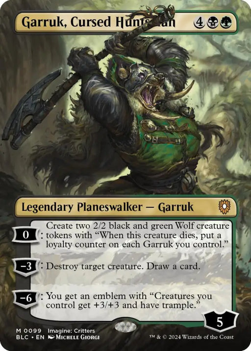 Garruk Cursed Huntsman (Borderless) [Bloomburrow Commander] - MTG Single