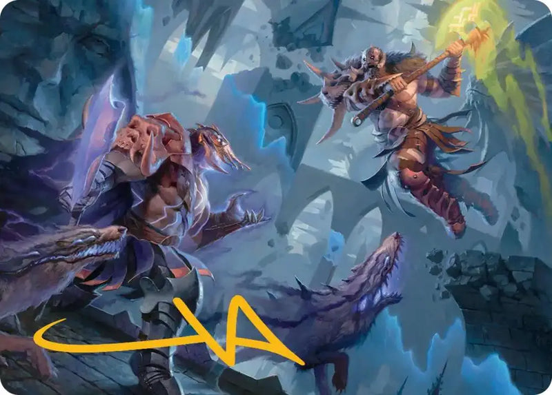 Garruk, Veiled Butcher // Garruk, Curse Breaker Art Card (Gold-Stamped Signature) (32) [Reality Fracture Art Series]