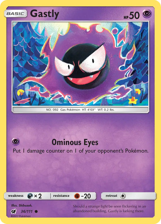 Gastly (36/111) [Sun & Moon: Crimson Invasion] - Pokemon Single