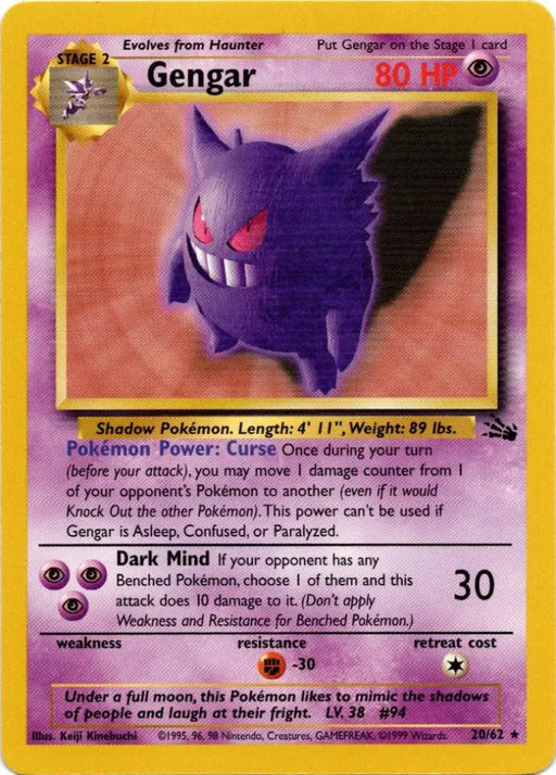 Gengar (20/62) [Fossil Unlimited] - Pokemon Single
