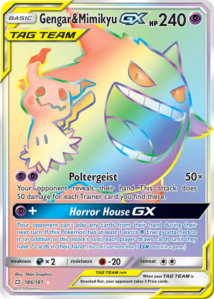 Gengar & Mimikyu GX (186/181) [Sun & Moon: Team Up] - Pokemon Single