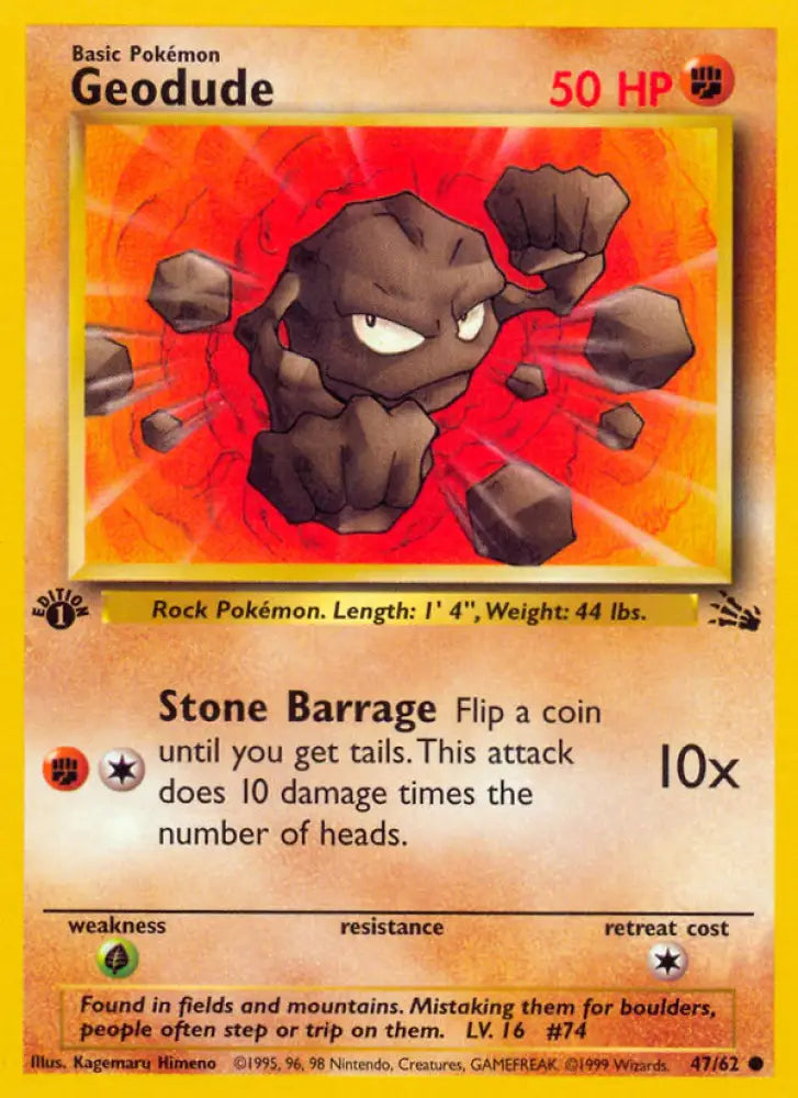 Geodude (47/62) [Fossil 1st Edition] - Pokemon Single