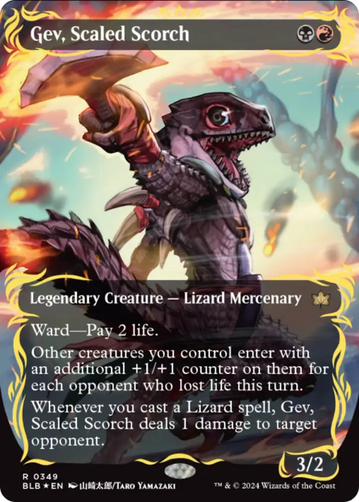 Gev Scaled Scorch (Borderless) (Raised Foil) [Bloomburrow] - MTG Single