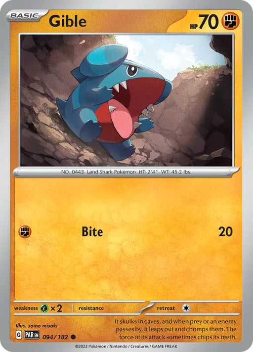 Gible (094/182) [Scarlet & Violet: Paradox Rift] - Pokemon Single