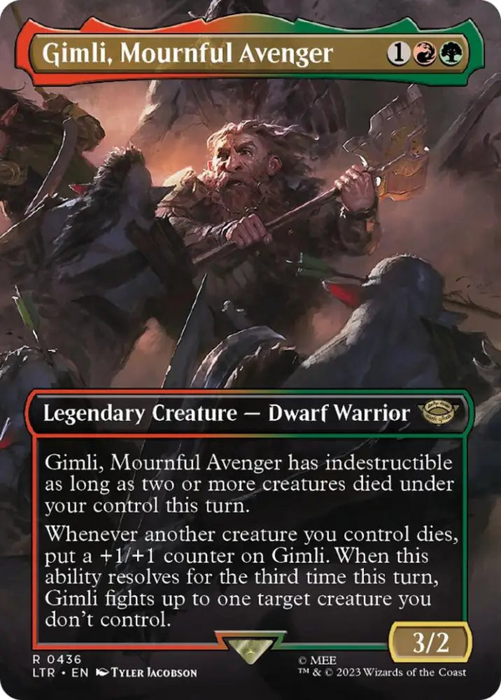 Gimli Mournful Avenger (Borderless Alternate Art) [The Lord of the Rings: Tales of Middle-Earth] - MTG Single