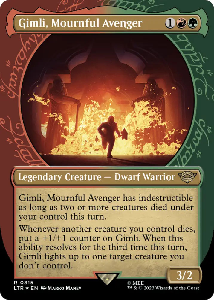 Gimli Mournful Avenger (Showcase) (Surge Foil) [The Lord of the Rings: Tales of Middle-Earth] - MTG Single