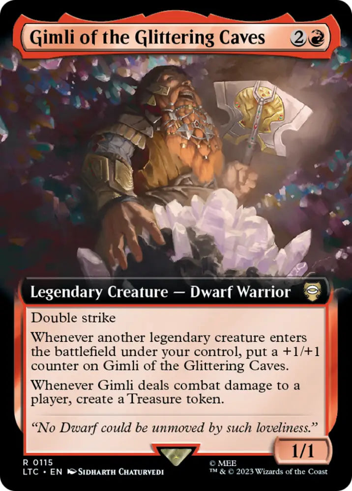 Gimli of the Glittering Caves (Extended Art) [The Lord of the Rings: Tales of Middle-Earth Commander] - MTG Single