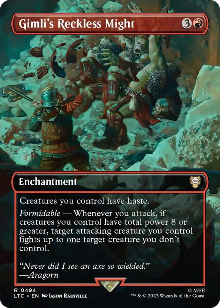Gimli’s Reckless Might (Borderless) [The Lord of the Rings: Tales of Middle-Earth Commander] - MTG Single