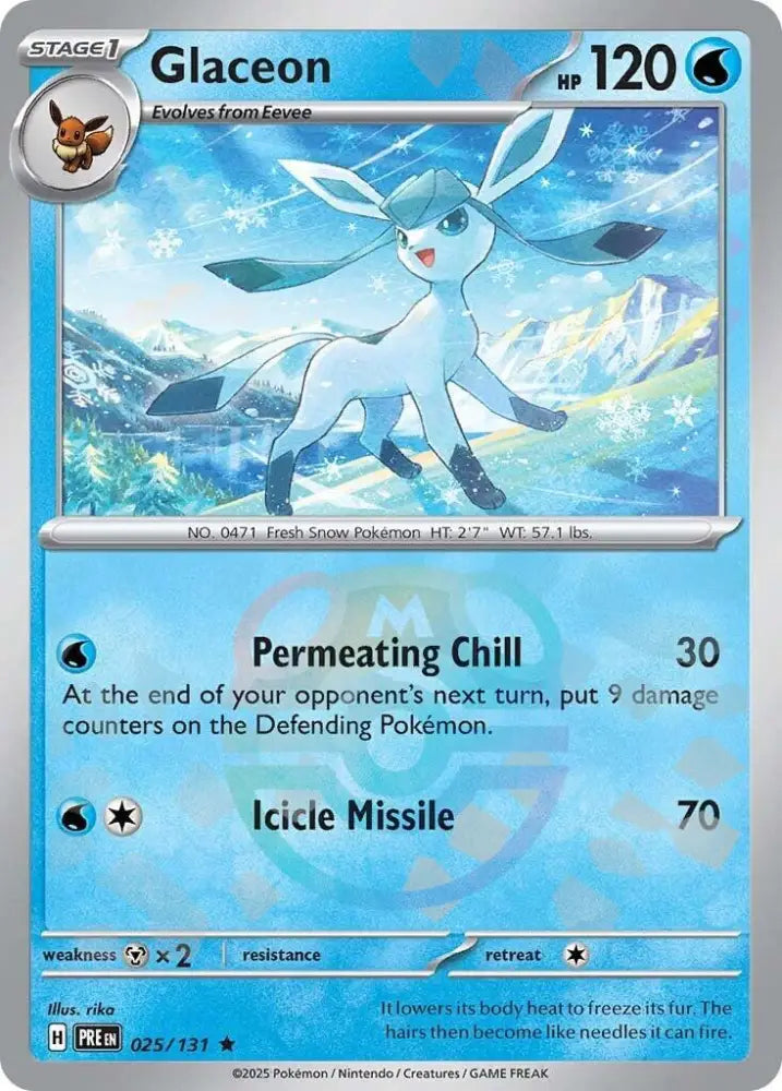 Glaceon (025/131) (Master Ball Pattern) [Scarlet & Violet: Prismatic Evolutions] - Pokemon Single