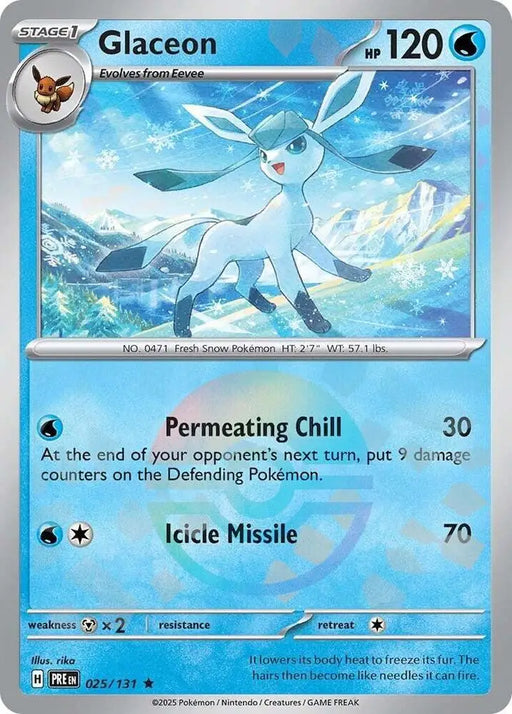 Glaceon (025/131) (Poke Ball Pattern) [Scarlet & Violet: Prismatic Evolutions] - Pokemon Single