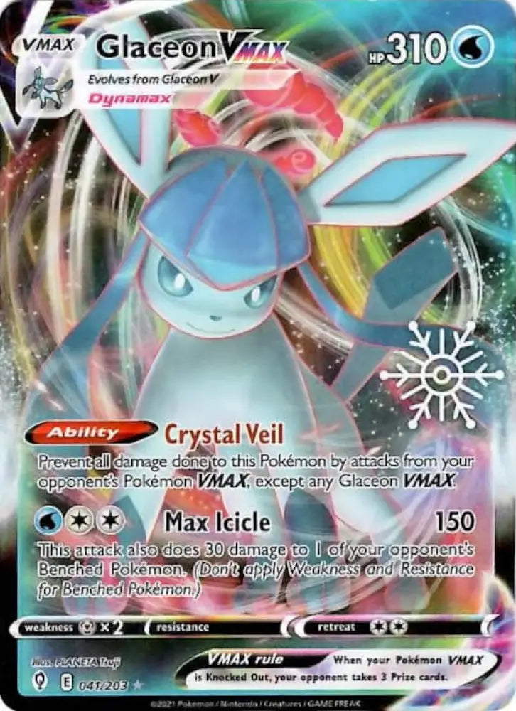 Glaceon VMAX (041/203) (Holiday Calendar) [Sword & Shield: Evolving Skies] - Pokemon Single