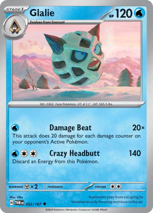 Glalie (052/167) [Scarlet & Violet: Twilight Masquerade] - Pokemon Single