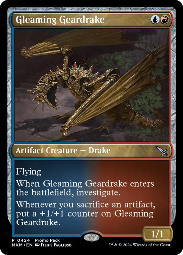 Gleaming Geardrake (Promo Pack) [Murders at Karlov Manor Promos] - MTG Single