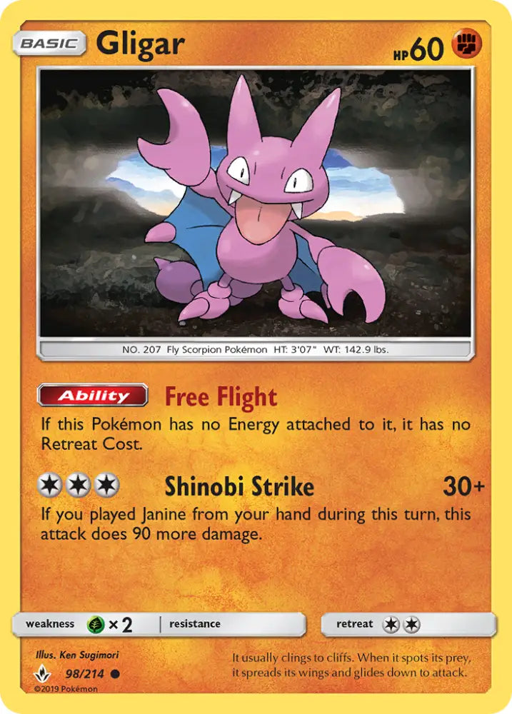 Gligar (98/214) [Sun & Moon: Unbroken Bonds] - Pokemon Single