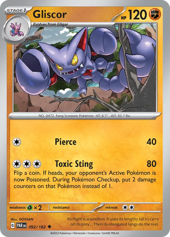 Gliscor (092/182) [Scarlet & Violet: Paradox Rift] - Pokemon Single