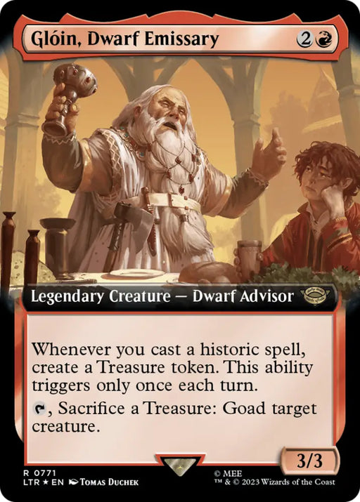 Gloin Dwarf Emissary (Extended Art) (Surge Foil) [The Lord of the Rings: Tales of Middle-Earth] - MTG Single