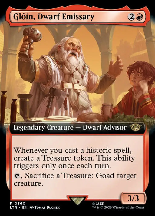 Gloin Dwarf Emissary (Extended Art) [The Lord of the Rings: Tales of Middle-Earth] - MTG Single