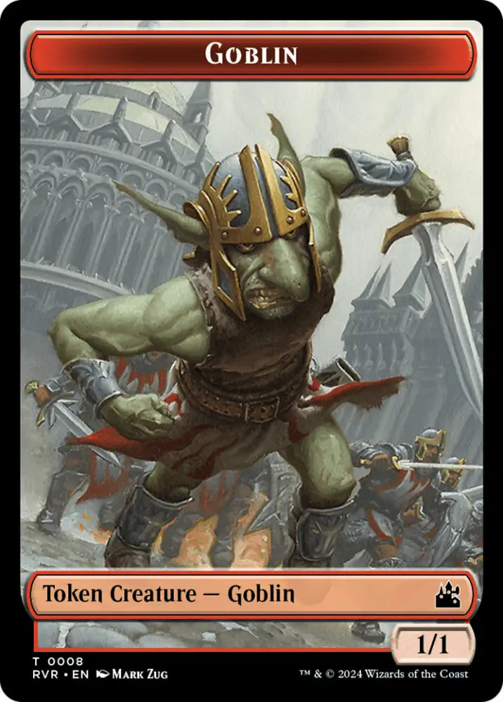 Goblin (0008) // Beast Double-Sided Token [Ravnica Remastered Tokens] - MTG Single