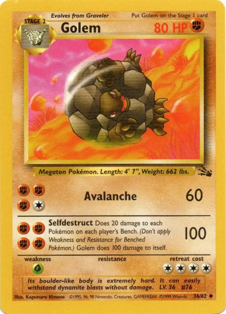 Golem (36/62) [Fossil Unlimited] - Pokemon Single