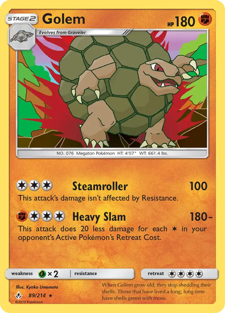 Golem (89/214) [Sun & Moon: Unbroken Bonds] - Pokemon Single