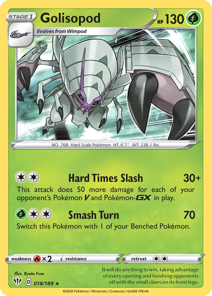 Golisopod (018/189) [Sword & Shield: Darkness Ablaze] - Pokemon Single