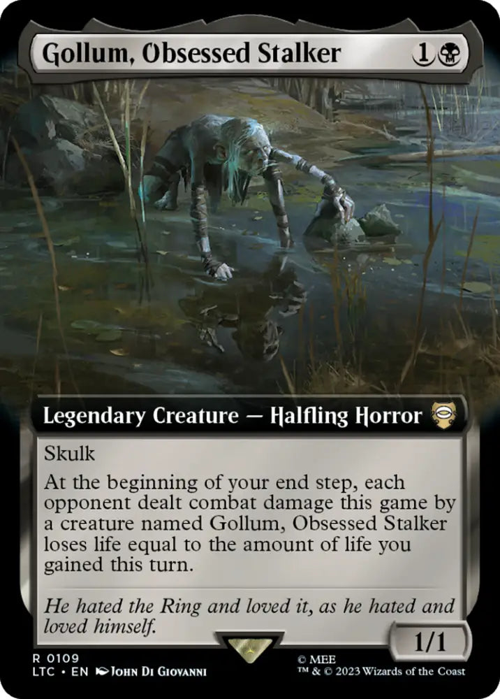 Gollum Obsessed Stalker (Extended Art) [The Lord of the Rings: Tales of Middle-Earth Commander] - MTG Single