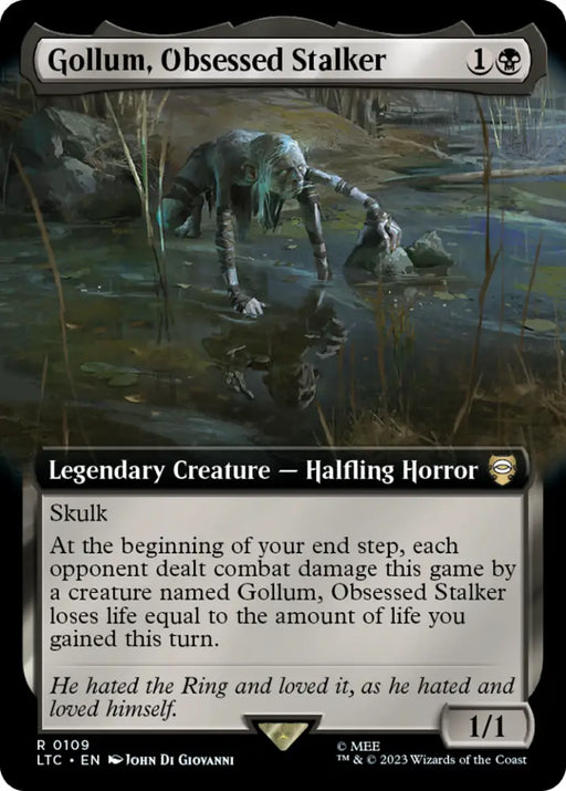 Gollum Obsessed Stalker (Extended Art) [The Lord of the Rings: Tales of Middle-Earth Commander] - MTG Single