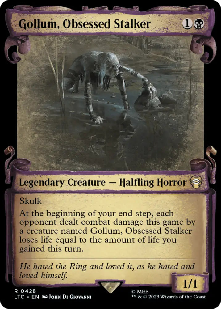 Gollum Obsessed Stalker [The Lord of the Rings: Tales of Middle-Earth Commander Showcase Scrolls] - MTG Single