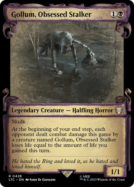 Gollum Obsessed Stalker [The Lord of the Rings: Tales of Middle-Earth Commander Showcase Scrolls] - MTG Single