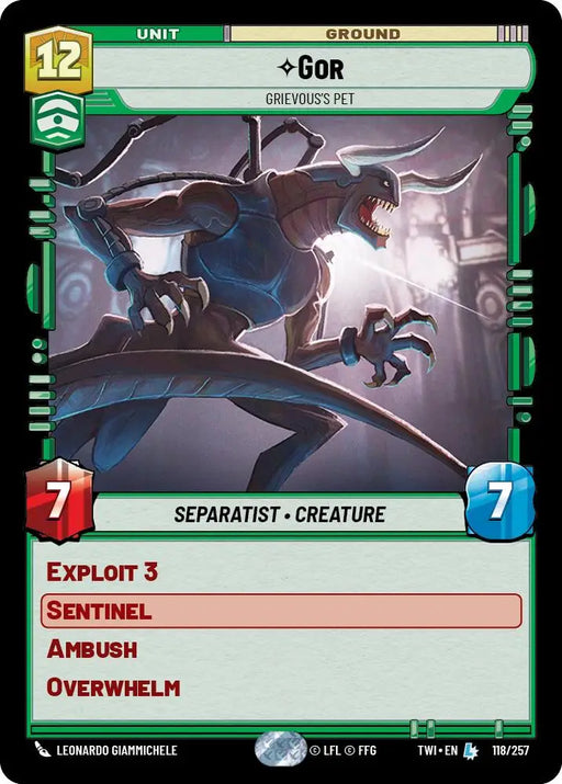 Gor - Grievous’s Pet (118/257) [Twilight of the Republic] - Star Wars: Unlimited Single