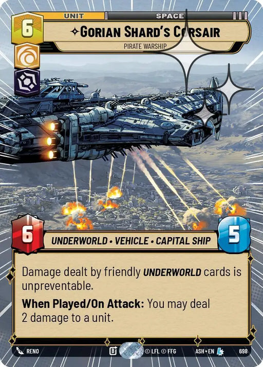 Gorian Shard's Corsair - Pirate Warship (Hyperspace Foil) (698) [Ashes of the Empire]
