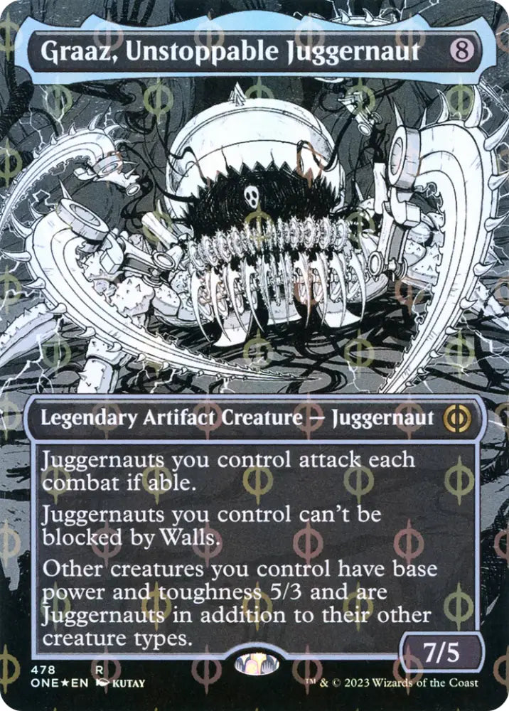 Graaz Unstoppable Juggernaut (Borderless Manga Step-and-Compleat Foil) [Phyrexia: All Will Be One] - MTG Single