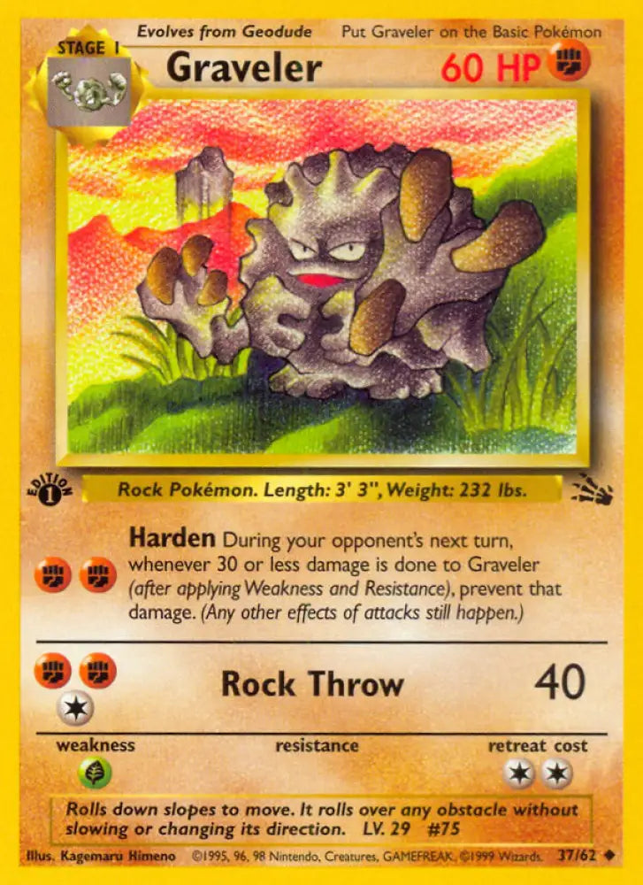 Graveler (37/62) [Fossil 1st Edition] - Pokemon Single