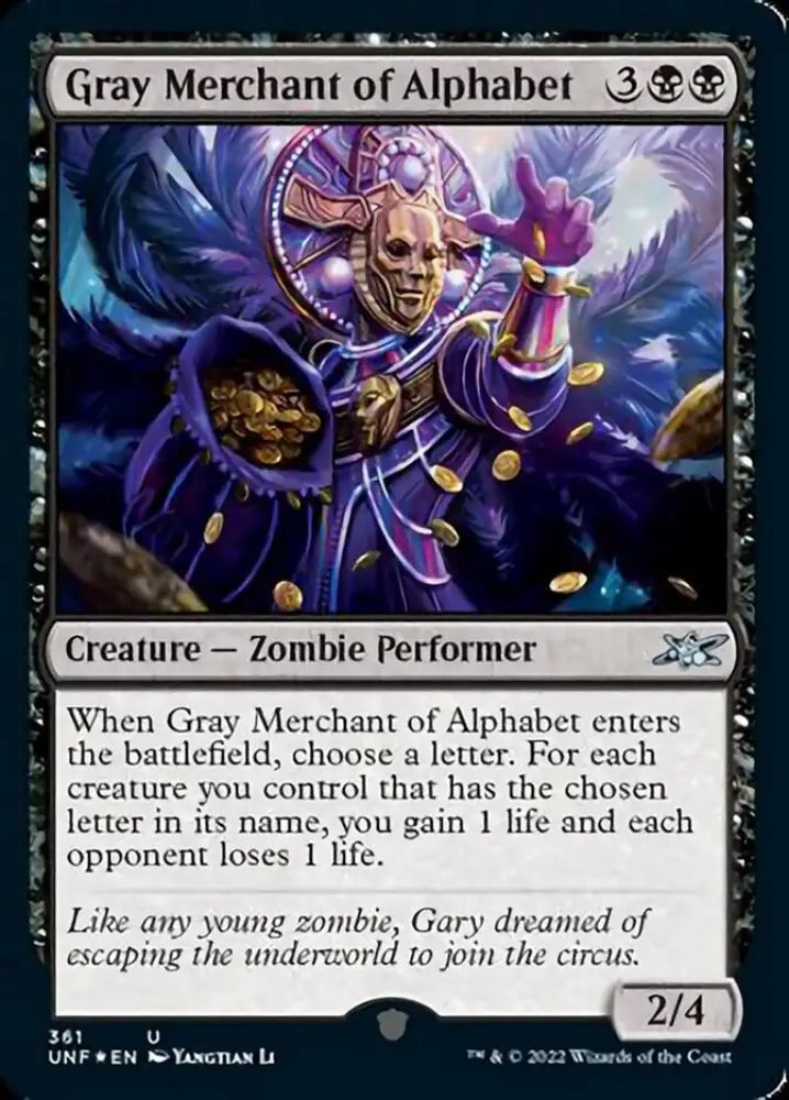 Gray Merchant of Alphabet (Galaxy Foil) [Unfinity] - MTG Single