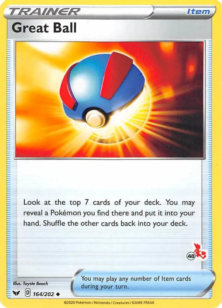 Great Ball (164/202) (Cinderace Stamp #48) [Battle Academy 2022] - Pokemon Single