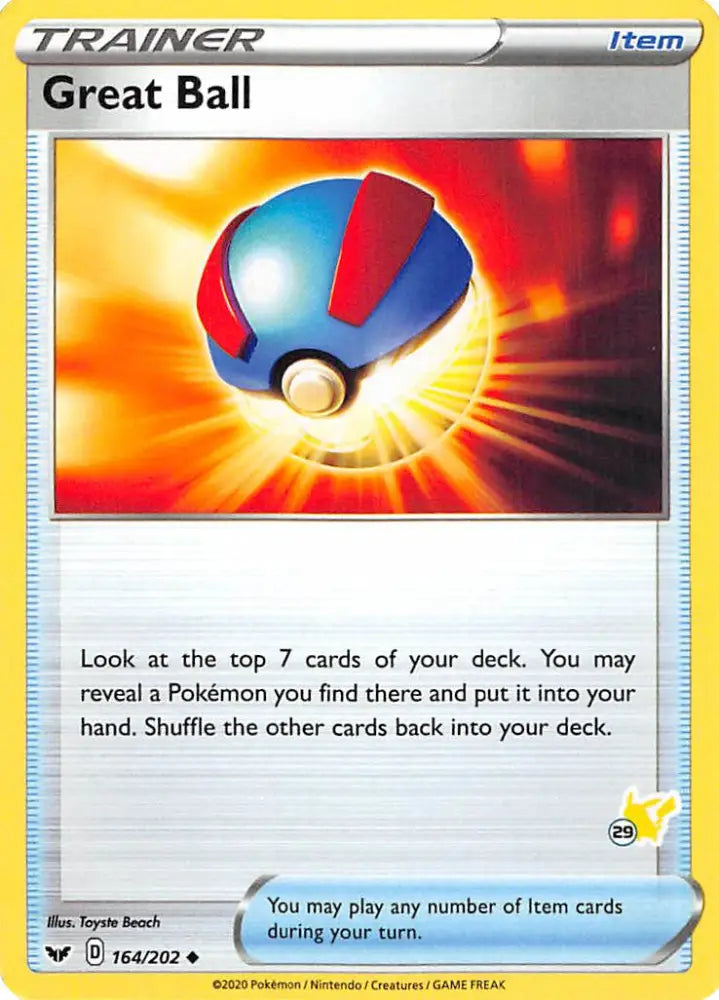 Great Ball (164/202) (Pikachu Stamp #29) [Battle Academy 2022] - Pokemon Single