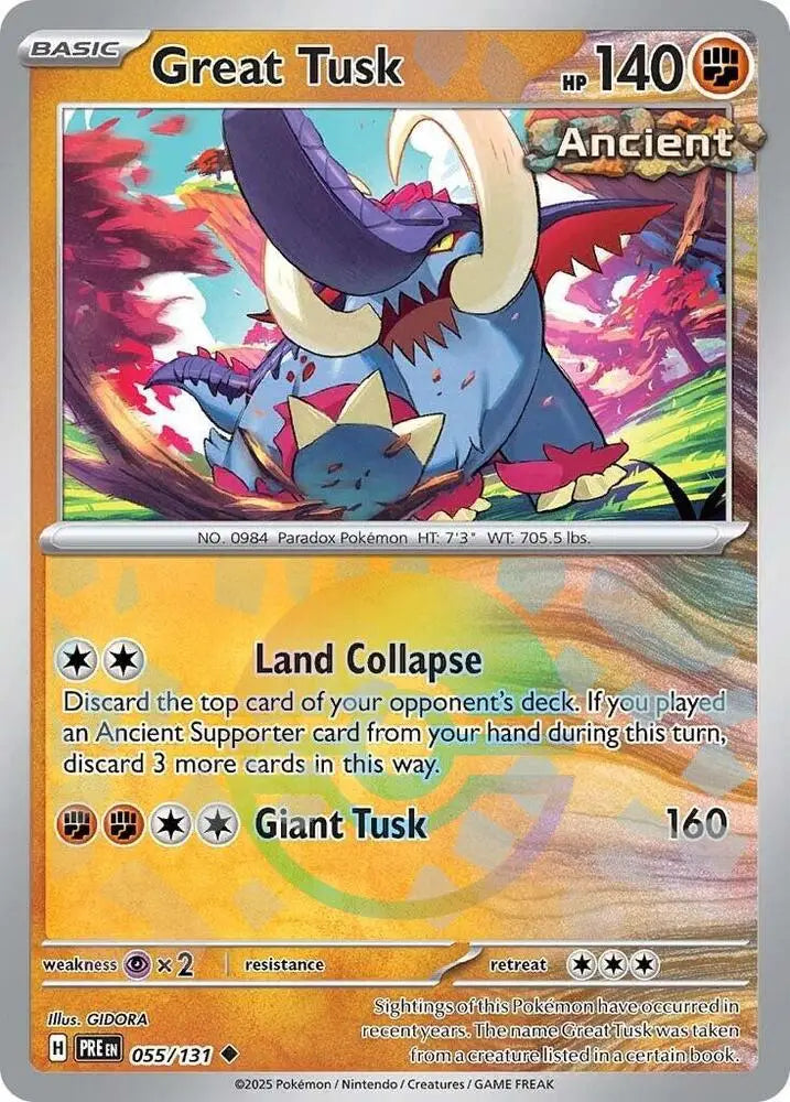 Great Tusk (055/131) (Poke Ball Pattern) [Scarlet & Violet: Prismatic Evolutions] - Pokemon Single