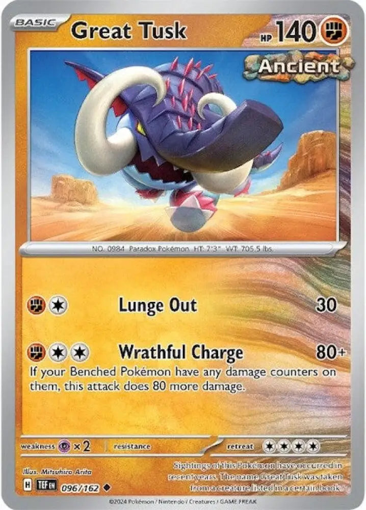 Great Tusk (096/162) [Scarlet & Violet: Temporal Forces] - Pokemon Single