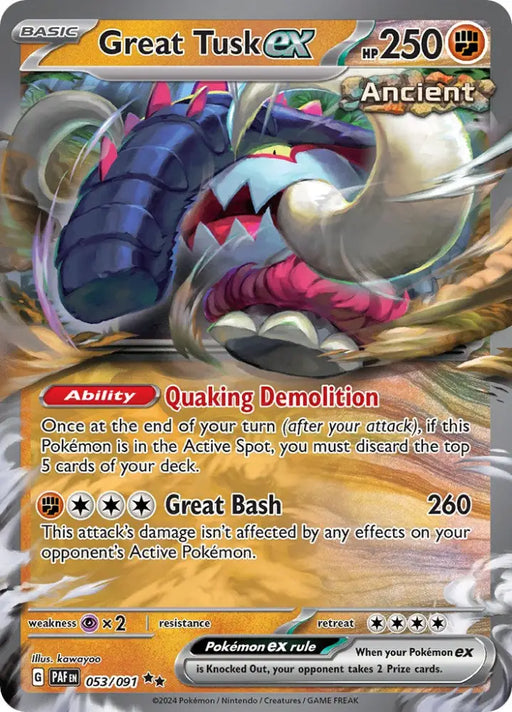 Great Tusk ex (053/091) [Scarlet & Violet: Paldean Fates] - Pokemon Single