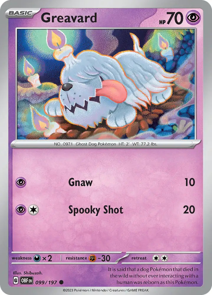 Greavard (099/197) [Scarlet & Violet: Obsidian Flames] - Pokemon Single