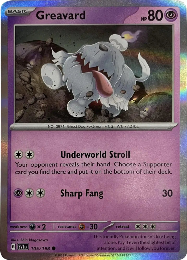 Greavard (105/198) (Mirage Holo) [Scarlet & Violet: Base Set] - Pokemon Single