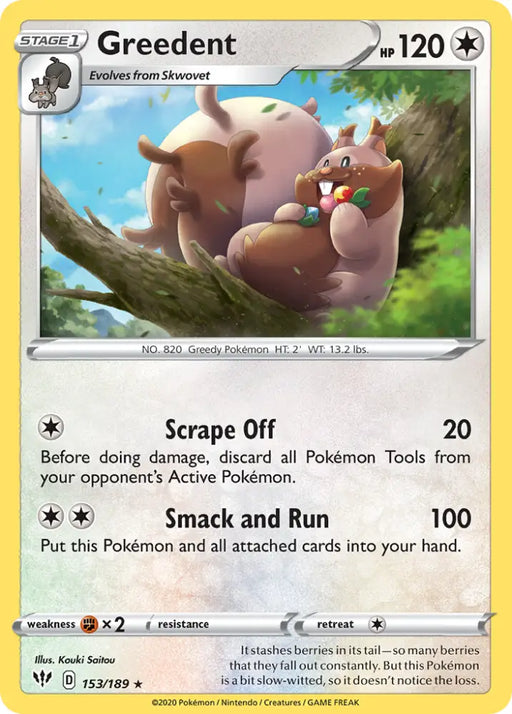 Greedent (153/189) [Sword & Shield: Darkness Ablaze] - Pokemon Single